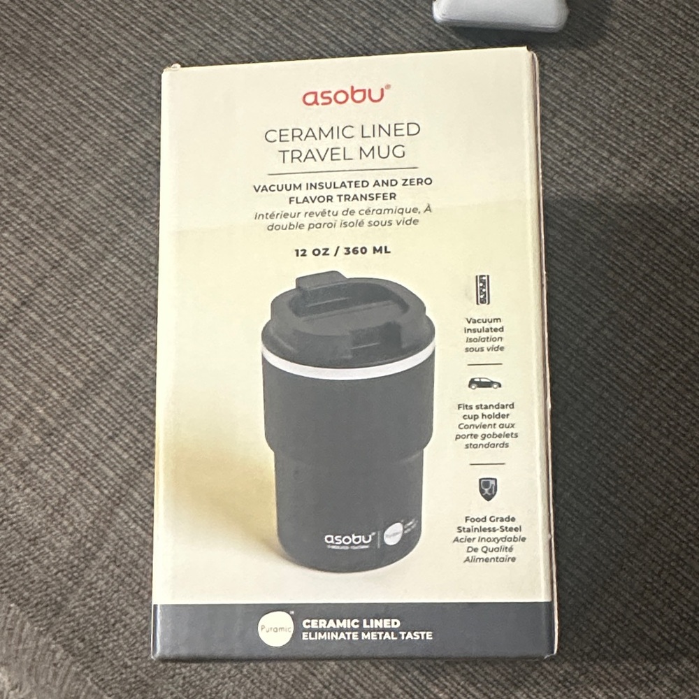 Asobu Black Ceramic Lined Travel Mug